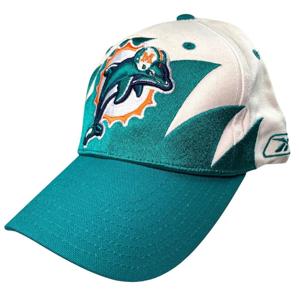VTG Miami Dolphins Shark Tooth Reebok Cap Hat OSFA Adjustable Athleisure NFL